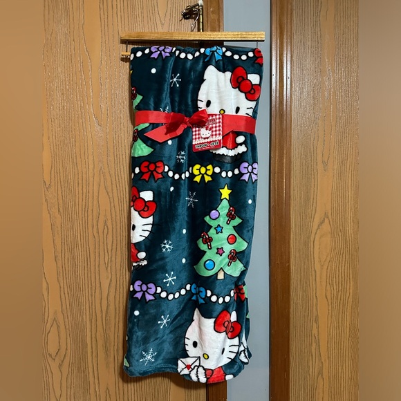 Hello Kitty Other - Hello Kitty Christmas Blue Snowflakes. Bows and Trees Holiday Throw
